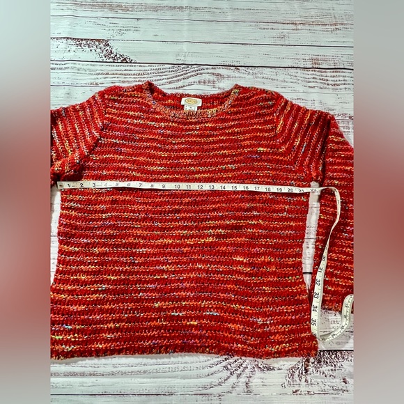 Talbots XL red wool blend knit sweater with multi color - Picture 2 of 7